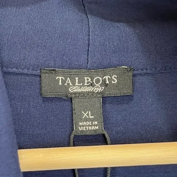 NWOT TALBOTS Open Front Cardigan Topper Short Sleeve Pima Cotton Stretch Blue XL - Picture 3 of 10